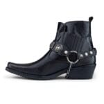 Bottines de cowboy en cuir véritable pour homme, style western, avec chaîne et talon - Knighthood Store