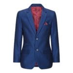 Boys 3 Piece Shiny Blue Wedding Party Suit Tailored Fit Smart Formal - Knighthood Store