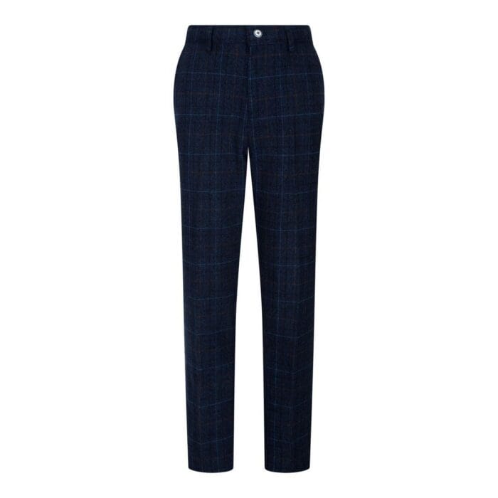 Completo da ragazzo blu a 3 pezzi, a quadri blu navy, per matrimonio, ballo di fine anno, stile vintage su misura - Knighthood Store