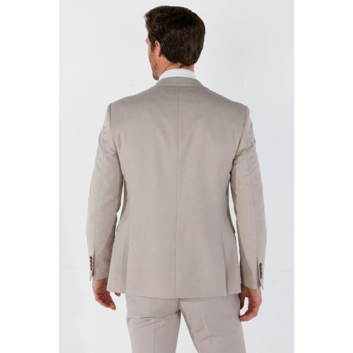 Traje de hombre de 3 piezas beige clásico ojo de pájaro boda de verano - Knighthood Store