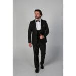 Costume smoking noir 3 pièces pour homme, col châle, robe de mariée formelle - Knighthood Store