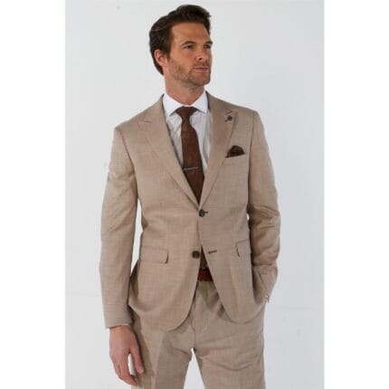 Herren Blazer Beige Sportmantel Tailored Fit Sommeranzugjacke - Knighthood Store