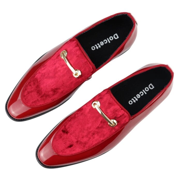 Herren Mokassin Halbschuhe Ledergefüttert Slipper Samt Elegant Formeller Schuh Schwarz Blau Rot - Knighthood Store