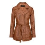 Damenjacke aus echtem, weichem, italienischem, schwarzem Leder, mittellang - Knighthood Store