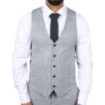 Herrenanzug, blau, dreiteilig, Tweed, kariert, für Hochzeit und Abschlussball, maßgeschneidert – Knighthood Store