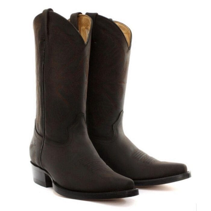 Mens Cowboy Boots Pointed Black Brown Grinders Louisiana Real Leather Western Cuban - Knighthood Store