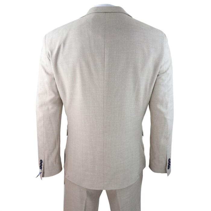 Abito da uomo 3 pezzi in lino beige crema, 2 bottoni, vestibilità su misura, stile classico retrò - Knighthood Store