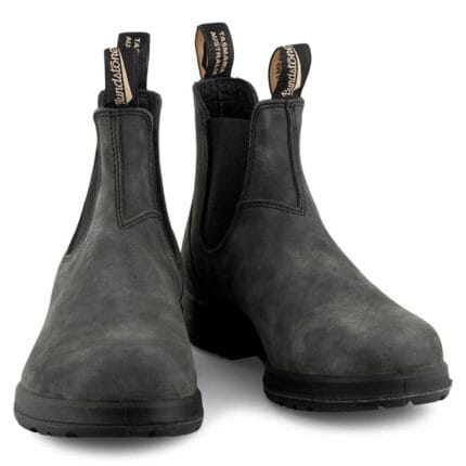 Botas Chelsea Blundstone 2055 de piel rústica negra vintage, estilo retro, sin cordones - Knighthood Store