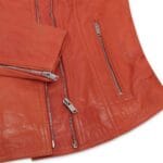 Damen Echtleder Bikerjacke Cross Zip Soft Slim Fit Brando Hellbraun Braun Schwarz Rot Gelb - Knighthood Store