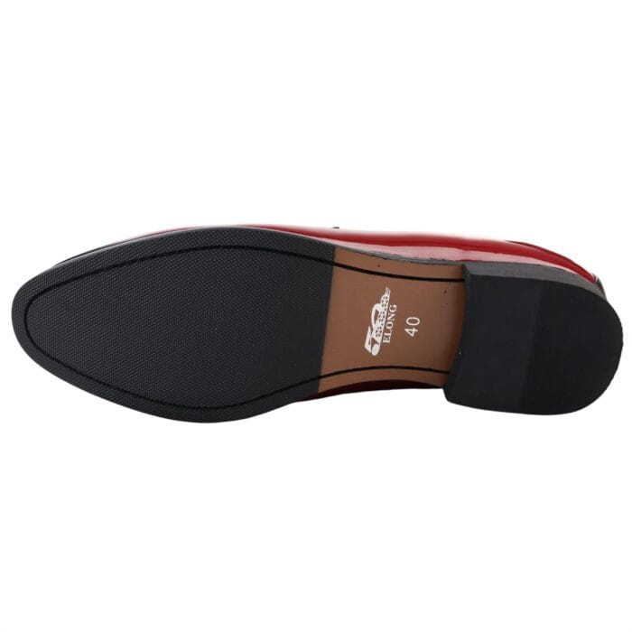 Mocassini da uomo in pelle verniciata, foderati, con nappe, scarpe eleganti - Knighthood Store