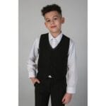 Completo da cerimonia per ragazzi, 3 pezzi, smoking classico in raso nero - Knighthood Store