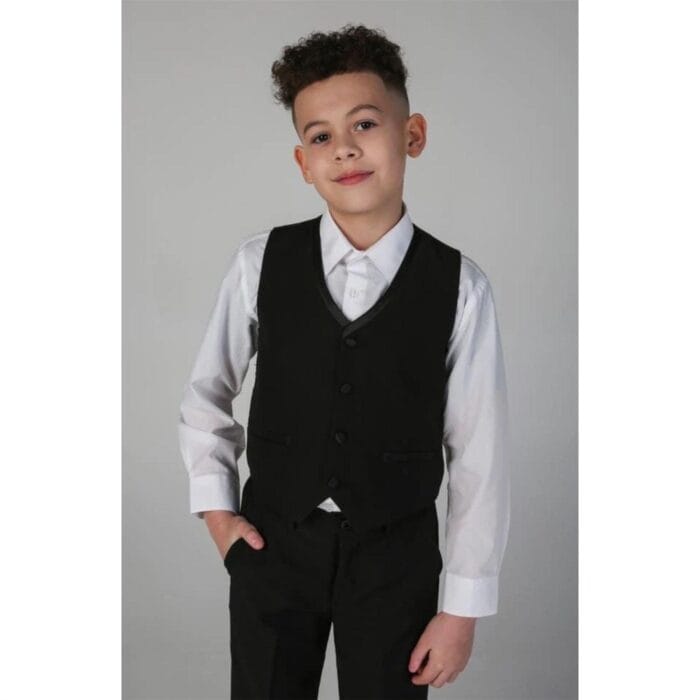 Completo da cerimonia per ragazzi, 3 pezzi, smoking classico in raso nero - Knighthood Store