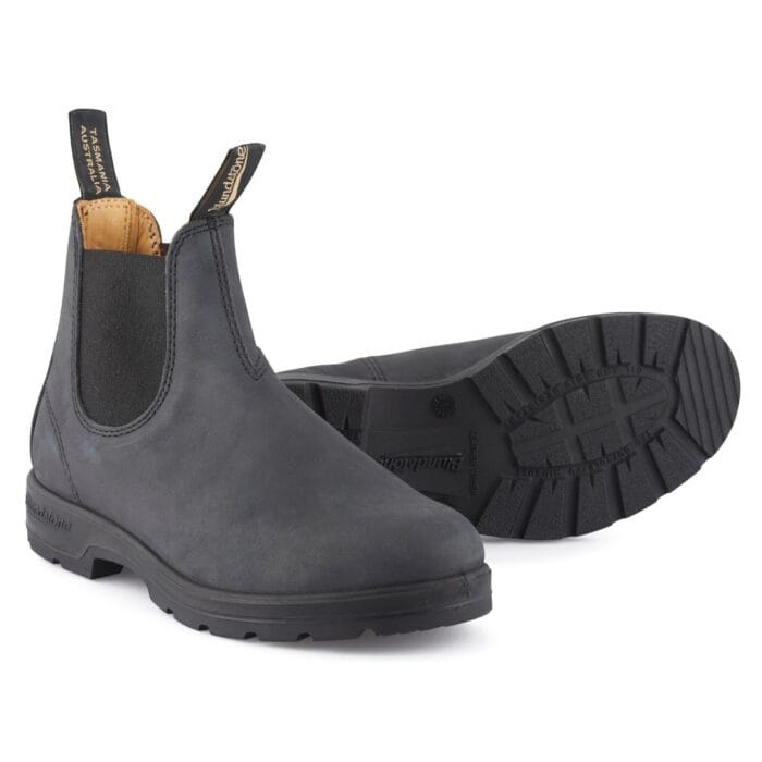 Blundstone 587 Rustikale schwarze Chelsea-Stiefeletten aus klassischem Leder - Knighthood Store