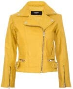 Ladies Women Genuine Real Leather Slim Fit Black Biker Jacket - Knighthood Store