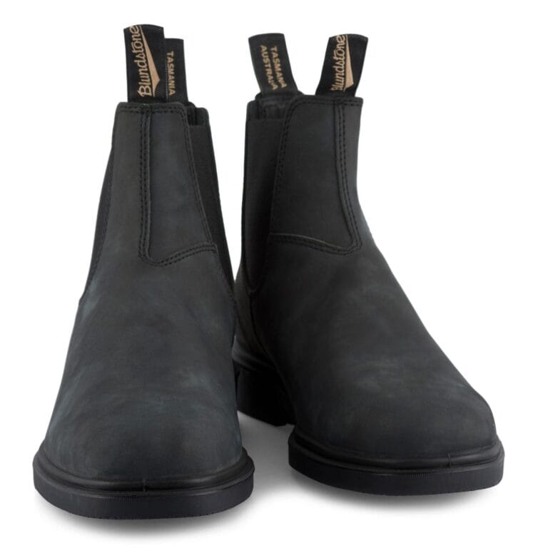 Bota Chelsea Blundstone 1308 de piel negra rústica con punta cincelada - Knighthood Store