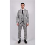 Mens Grey Check Black Tweed 3 Piece Suit Vintage Classic 1920s Wedding - Knighthood Store