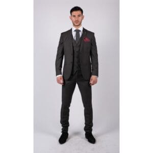 Abito da uomo grigio scuro, 3 pezzi, classico, con cuciture, per matrimonio, estate e ballo di fine anno - Knighthood Store