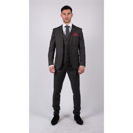 Traje de 3 piezas gris oscuro carbón para hombre, corte clásico, para boda, graduación, verano, clásico - Knighthood Store