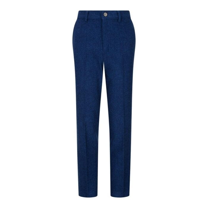 Boys 3 Piece Wool Suit Blue Tweed Vintage 1920s Classic 4 Pocket Waistcoat - Knighthood Store