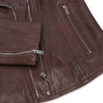Damen Echtleder Bikerjacke Cross Zip Soft Slim Fit Brando Hellbraun Braun Schwarz Rot Gelb - Knighthood Store