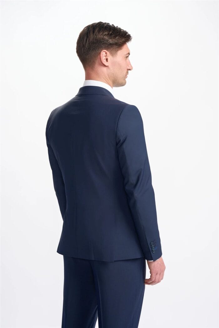 Men's Suit Navy Blue 2 Piece Double Breasted Tailored Fit Formal Wedding Dress - Image 5