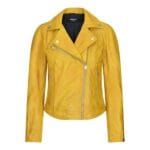 Damen Echtleder Bikerjacke Cross Zip Soft Slim Fit Brando Hellbraun Braun Schwarz Rot Gelb - Knighthood Store