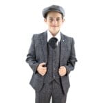Boys 3 Piece Suit Grey Tweed Check Blinders Vintage Kids Classic 1920s - Knighthood Store