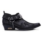 Mens Genuine Leather Western Shoes Croc Snake Pattern Metal Chain Belt Cuban Heel Dancing - Knighthood Store