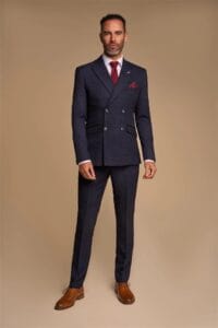 Abito da uomo 2 pezzi blu navy doppiopetto su misura - Knighthood Store
