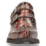 Chaussures New Rock 7960-S5 en cuir noir vintage à fleurs rouges et motif cachemire style western - Knighthood Store