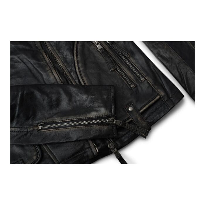 Womens Ladies Girls Soft Black Gold Real Leather Short Biker Style Jacket - Knighthood Store