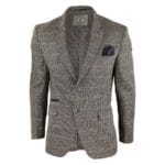 Mens Oak Brown Vintage Check Herringbone Tweed Blazer Jacket or Waistcoat Retro - Knighthood Store