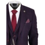 Costume 3 pièces pour homme en tweed de laine à carreaux prune bordeaux, style Gatsby des années 1920 - Knighthood Store
