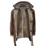 Mens 3/4 Duffle Jacket Real Sheepskin Long Smart Casual Button Zip Warm Coat - Knighthood Store