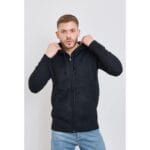 Chaqueta con capucha para hombre, forro polar, tejido de punto, cálida, informal, con cremallera, para invierno - Knighthood Store