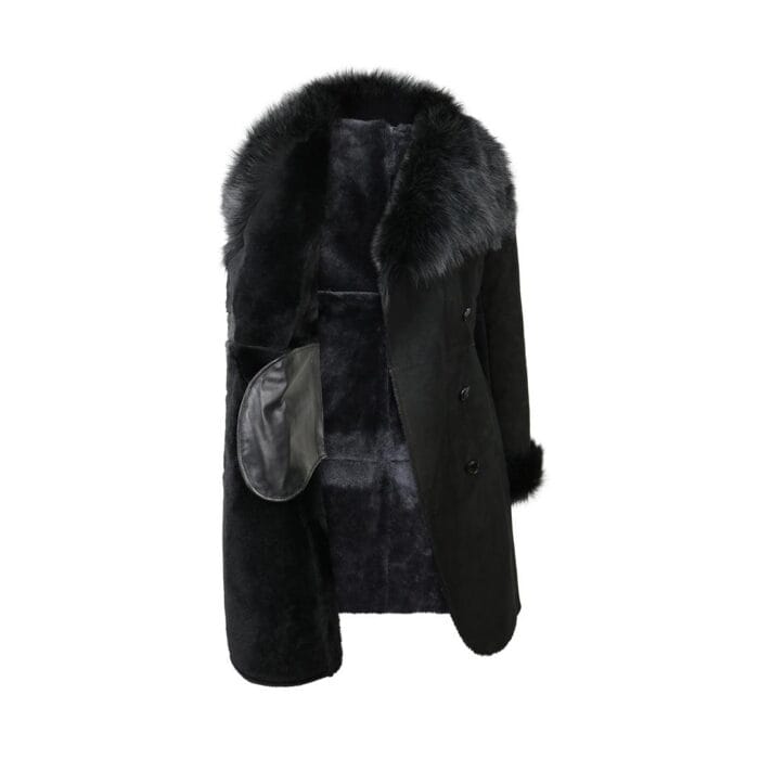 Giacca da donna in vera pelle di pecora, in pelle scamosciata con bottoni, vestibilità slim, trench lungo 3/4, stile designer - Knighthood Store