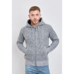 Chaqueta con capucha para hombre, forro polar, tejido de punto, cálida, informal, con cremallera, para invierno - Knighthood Store
