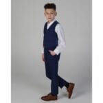 Boys Blue Brown Check 3 Piece Suit Wedding Prince Of Wales - Knighthood Store