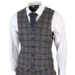 Costume 3 pièces gris foncé à carreaux pour homme - Tenue de soirée - Knighthood Store