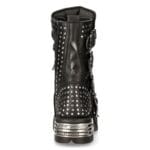 New Rock 1535-S1 Black Leather Military High Boots Metal Spikes Buckles Punk EMO - Knighthood Store