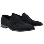Mocassini da uomo, scarpe eleganti eleganti in pelle scamosciata, foderate, senza lacci, nere e marroni - Knighthood Store