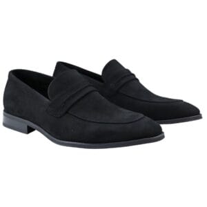 Mocassini da uomo, scarpe eleganti eleganti in pelle scamosciata, foderate, senza lacci, nere e marroni - Knighthood Store