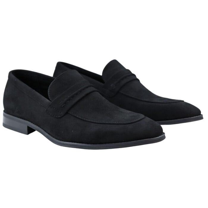 Mocassini da uomo, scarpe eleganti eleganti in pelle scamosciata, foderate, senza lacci, nere e marroni - Knighthood Store