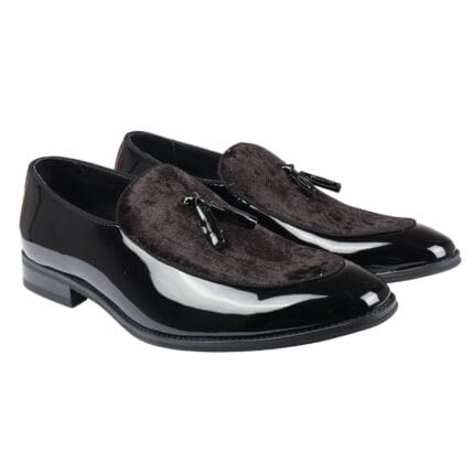 Herren-Loafer, Schlupfschuhe, Lederfutter, Quaste, Samtdetails, Lackleder, formeller Schuh - Knighthood Store