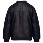 Chaqueta bomber unisex de cuero auténtico con cremallera universitaria, color negro y azul - Knighthood Store