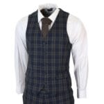 Costume 3 pièces bleu marine à carreaux pour homme - Tenue de soirée - Knighthood Store