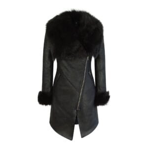 Ladies 3/4 Cross Zip Slim Fit Toscana Genuine Sheepskin Jacket Black Italian Leather - Knighthood Store