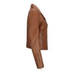 Damen Echtleder Bikerjacke Cross Zip Soft Slim Fit Brando Hellbraun Braun Schwarz Rot Gelb - Knighthood Store