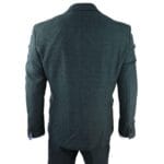 Mens 3 Piece Check Suit Tweed Olive Green Tailored Fit Wedding Peaky Classic - Knighthood Store
