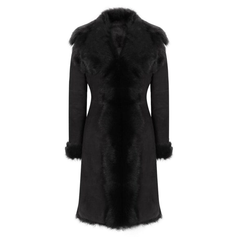 Cappotto da donna in vera pelle di pecora toscana scamosciata nera di lusso, lunghezza 3/4, vestibilità su misura - Knighthood Store